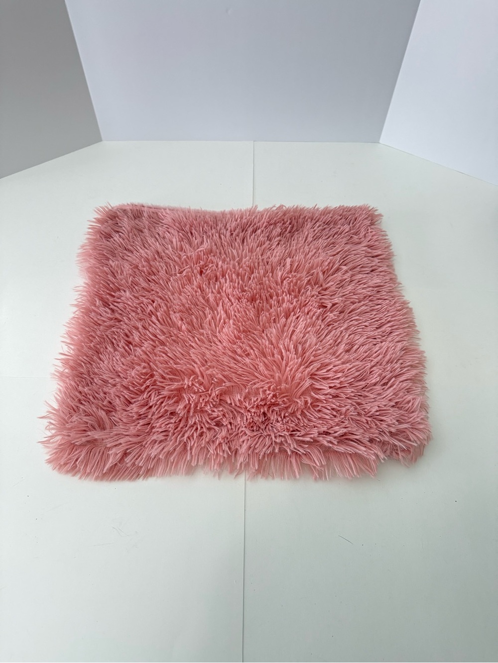 Blush Pink Faux Fur Square Pillow Cover